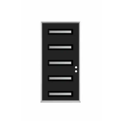 [1075L-EXFD] EXTERIOR DOOR:EXTERIOR FIBERGLASS WITH 5 FLUSH GLAZE BLACK PAINTED LH 3'0" x 6'8" **1075L** 36x80"