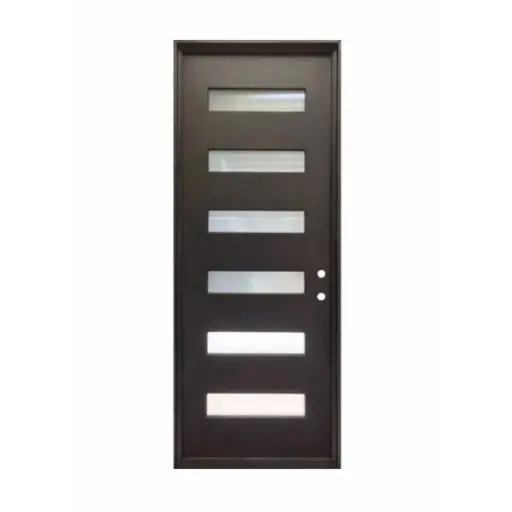 [1006L-EXFD] EXTERIOR DOOR:EXTERIOR FIBERGLASS WITH 6 FLUSH GLAZE BLACK PAINTED LH 3'0 x 8'0" **1006L**