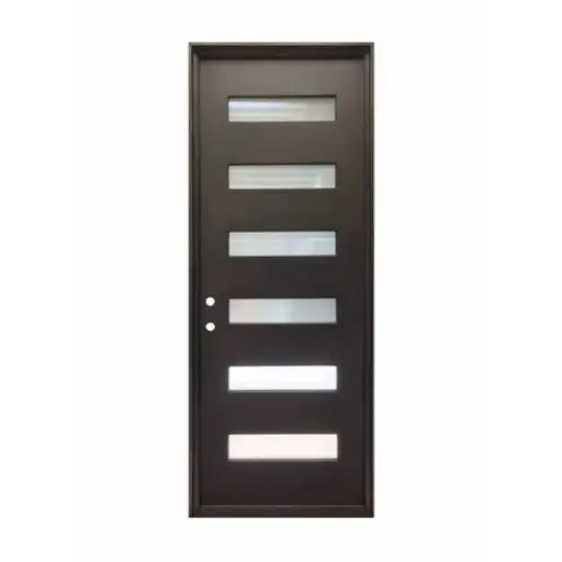 [1006R-EXFD] EXTERIOR DOOR:EXTERIOR FIBERGLASS WITH 6 FLUSH GLAZE BLACK PAINTED RH 3'0 x 8'0" **1006R**