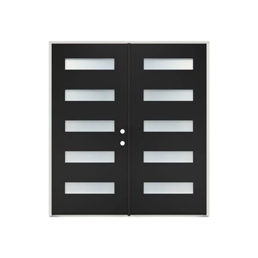 [1074L-EXFD] EXTERIOR DOOR:EXTERIOR FIBERGLASS WITH 6 FLUSH GLAZE BLACK PAINTED LH 2'6" x 6'8" **1074L**DBL**60x80