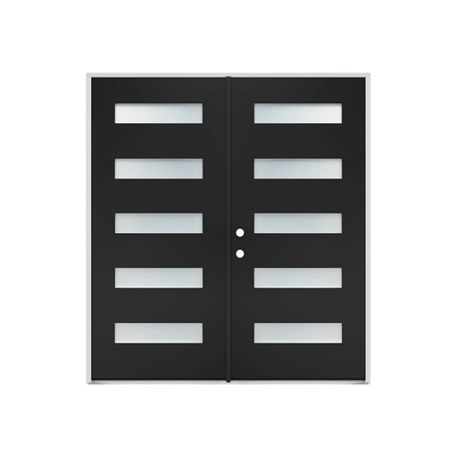 [1074R-EXFD] EXTERIOR DOOR:EXTERIOR FIBERGLASS WITH 6 FLUSH GLAZE BLACK PAINTED RH 2'6" x 6'8" **1074R**DBL**60x80