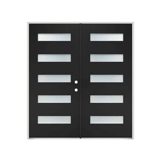 [1005L-EXFD] EXTERIOR DOOR:EXTERIOR FIBERGLASS WITH 5 FLUSH GLAZE BLACK PAINTED LH 3'0 x 6'8" **1005L**DBL**