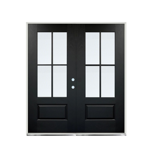 [1076L-EXFD] EXTERIOR DOOR:EXTERIOR FIBERGLASS WITH DBL DOOR FLUSH GLAZE BLACK PAINTED LH 3'0 x 6'8" **1076L**CLEAR GLASS