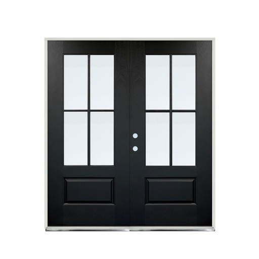 [1076R-EXFD] EXTERIOR DOOR:EXTERIOR FIBERGLASS WITH DBL DOOR FLUSH GLAZE BLACK PAINTED RH 3'0 x 6'8" **1076R**CLEAR GLASS