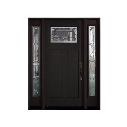 [1062L-EXFD] EXTERIOR DOOR:EXTERIOR FIBERGLASS WITH P03-M02 WITH GLASS BLACK PAINTED LH 3'0 x 6'8" 2 SITE LITE **1062L**