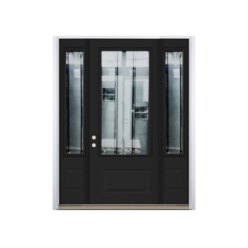 [1063R-EXFD] EXTERIOR DOOR:EXTERIOR FIBERGLASS WITH 2M WITH FLUSH GLAZE BLACK PAINTED STAINED LH 3'0 x 6'8" 2 SITE LITE 1063RH