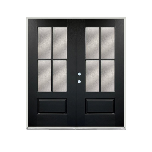 [1077R-EXFD] EXTERIOR DOOR:EXTERIOR FIBERGLASS WITH DBL DOOR FLUSH GLAZE BLACK PAINTED RH 3'0 x 6'8" **1077R**RAIN GLASS