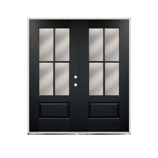 [1077L-EXFD] EXTERIOR DOOR:EXTERIOR FIBERGLASS WITH DBL DOOR FLUSH GLAZE BLACK PAINTED LH 3'0 x 6'8" **1077L**RAIN GLASS