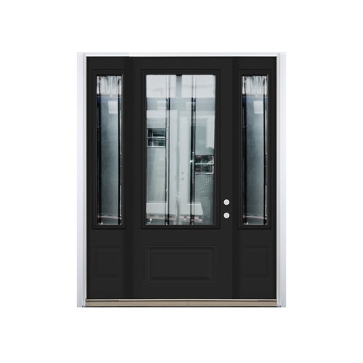[1063L-EXFD] EXTERIOR DOOR:EXTERIOR FIBERGLASS WITH 2M WITH FLUSH GLAZE BLACK PAINTED STAINED LH 3'0 x 6'8" 2 SITE LITE 1063 LH