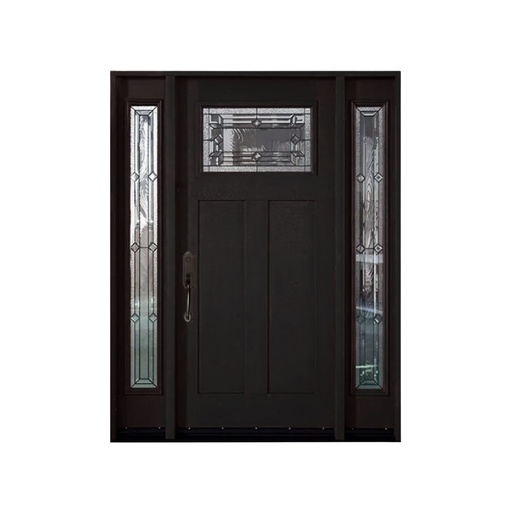 [1062R-EXFD] EXTERIOR DOOR:EXTERIOR FIBERGLASS WITH P03-M02 WITH GLASS BLACK PAINTED RH 3'0 x 6'8" 2 SITE LITE **1062R**