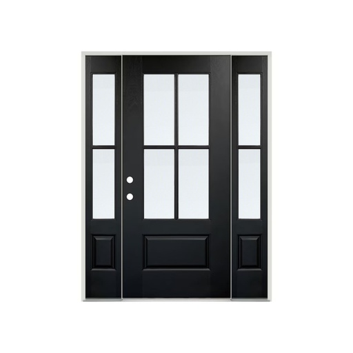 [1078R-EXFD] EXTERIOR DOOR:EXTERIOR FIBEASS WITH FLUSH GLAZED BLACK PAINTED 4 CROSS RH 3'0 x 6'8" 2 SITE LITE **1078R**