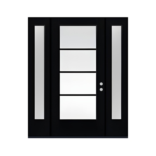 [1032L-EXFD] EXTERIOR DOOR:EXTERIOR FIBERGLASS WITH 06LS WITH FLUSH GLAZE BLACK PAINTED LH 3'0 x 6'8" 2 SITE LITE **1032L**