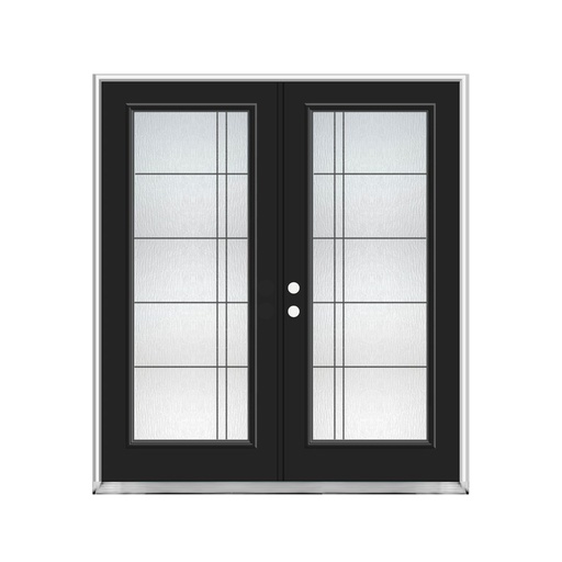 [1061R-EXFD] EXTERIOR DOOR:EXTERIOR FIBERGLASS WITH FLUSH GLAZE BLACK PAINTED RH 3'0 x 6'8" **1061R**DBL**