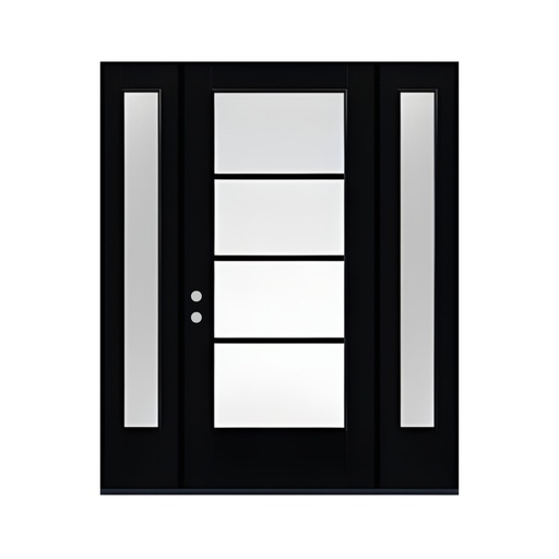 [1032R-EXFD] EXTERIOR DOOR:EXTERIOR FIBERGLASS WITH 06LS WITH FLUSH GLAZE BLACK PAINTED RH 3'0 x 6'8" 2 SITE LITE **1032R**