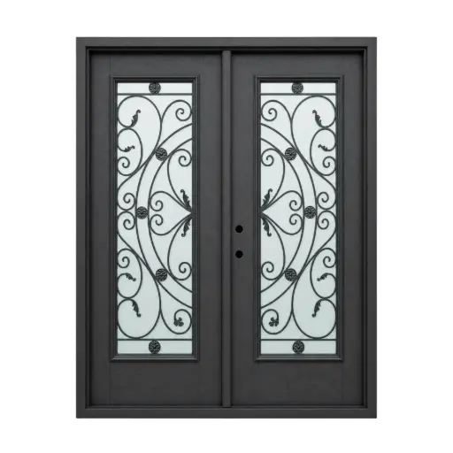 [1034R-EXFD] EXTERIOR DOOR:EXTERIOR FIBERGLASS WITH FLUSH GLAZE BLACK PAINTED RH 3'0 x 6'8" **1034R**DBL**