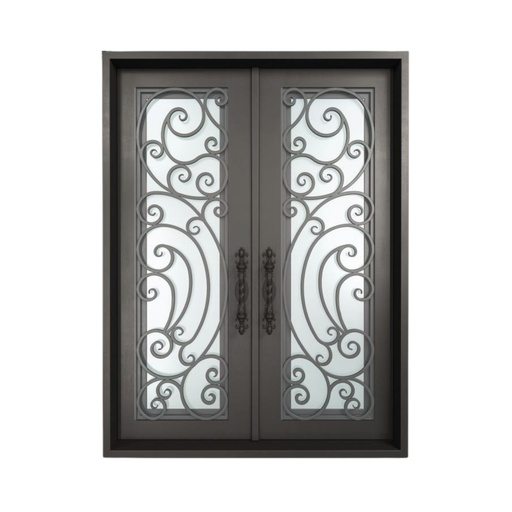 [1034L-EXFD] EXTERIOR DOOR:EXTERIOR FIBERGLASS WITH FLUSH GLAZE BLACK PAINTED LH 3'0 x 6'8" **1034L**DBL**