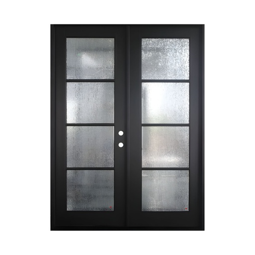 [1011L-EXFD] EXTERIOR DOOR:EXTERIOR FIBERGLASS WITH 8 LITE FLUSH GLAZE BLACK PAINTED LH 3'0 x 8'0" **1011L**DBL**