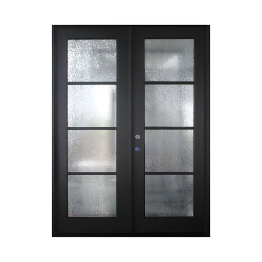 [1011R-EXFD] EXTERIOR DOOR:EXTERIOR FIBERGLASS WITH 8 LITE FLUSH GLAZE BLACK PAINTED RH 3'0 x 8'0" **1011R**DBL**
