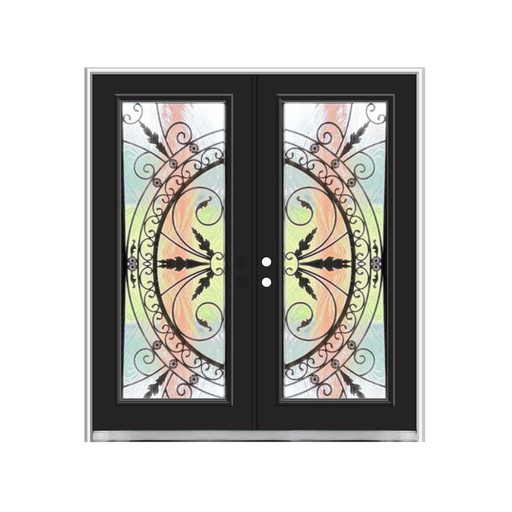 [1035R-EXFD] EXTERIOR DOOR:EXTERIOR FIBERGLASS WITH FLUSH GLAZE BLACK PAINTED RH 3'0 x 6'8" **1035R**DBL**