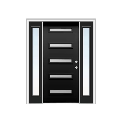 [1071L-EXFD] EXTERIOR DOOR:EXTERIOR FIBERGLASS WITH FLUSH GLAZED BLACK PAINTED 5 GLASSES LH 3'0 x 6'8" 2 SITE LITE **1071L**