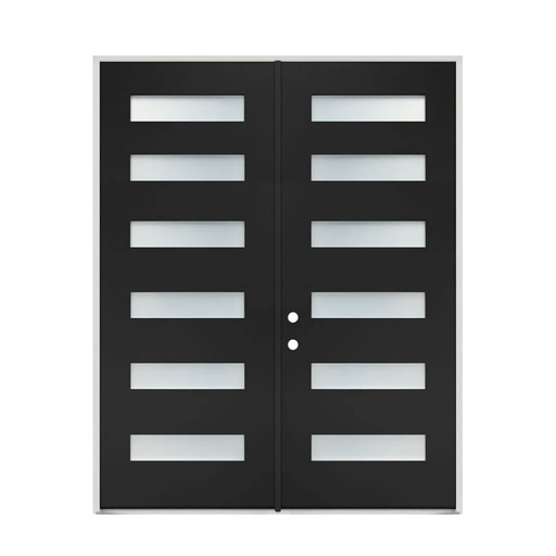 [1007R-EXFD] EXTERIOR DOOR:EXTERIOR FIBERGLASS WITH 6 FLUSH GLAZE BLACK PAINTED RH 3'0 x 8'0" **1007R**DBL**