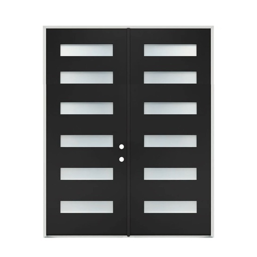 [1007L-EXFD] EXTERIOR DOOR:EXTERIOR FIBERGLASS WITH 6 FLUSH GLAZE BLACK PAINTED LH 3'0 x 8'0" **1007L**DBL**