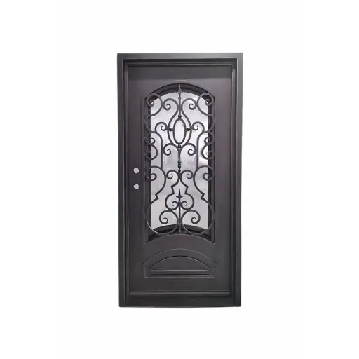 [IRON4500RH] IRON DOOR - Cielo 3 ft. x 6 ft. 8 in. Bronze Exterior Wrought Iron Prehung Door RH