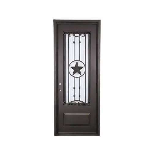 [IRON5000RH] IRON DOOR - Texas Star 3 ft. x 6 ft. 8 Wrought Iron Exterior Prehung Single Door RH