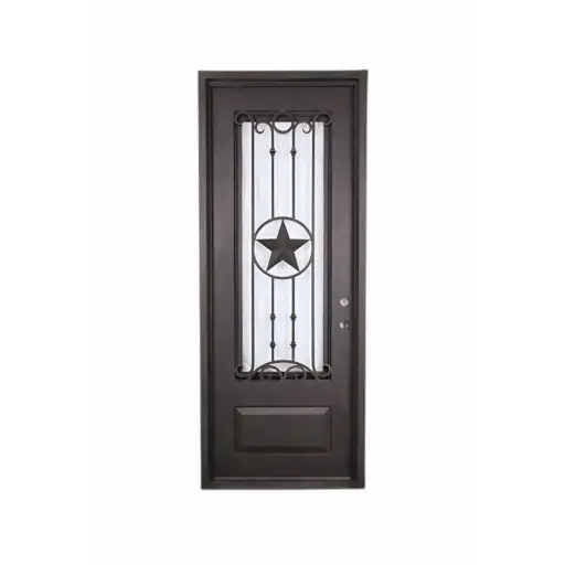 [IRON5100LH] IRON DOOR -Texas Star 3 ft. x 8 ft. Wrought Iron Exterior Pre hung Single Door left hand