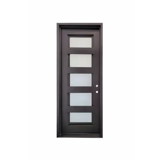 [IRON3900LH] IRON DOOR -3 ft. x 8 ft. Single Exterior Wrought Iron Door with 5 door low e left hand