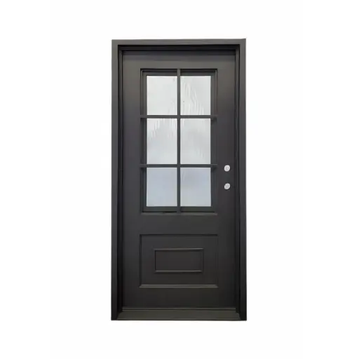 [IRON2600LH] IRON DOOR -3 ft. x 8 ft. 6 Lite Exterior Wrought Iron Door with water glass left hand