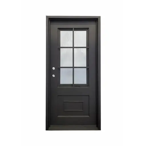 [IRON2600RH] IRON DOOR -3 ft. x 8 ft. 6 Lite Exterior Wrought Iron Door with water glass right hand