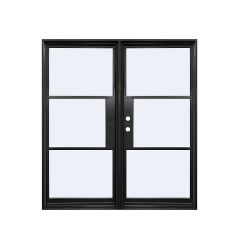 [IRON2100RH] IRON DOOR - 6 ft. x 6 ft. 8 in. French Exterior Wrought Iron Prehung  with low e glass RH
