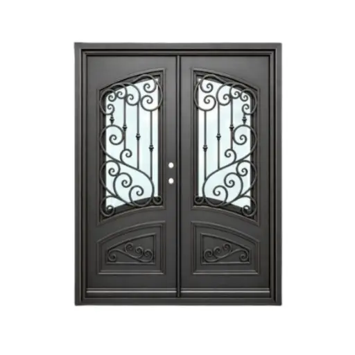 [IRON4700LH] IRON DOOR - Bette 6 ft. x 6 ft. 8 in. Double Wrought Iron Pre hung Front Door left hand