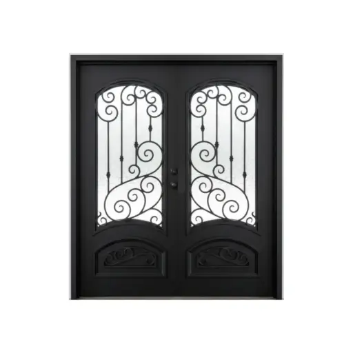 [IRON4800LH] IRON DOOR - Bette 6ft. x 8ft Double Wrought Iron Pre hung Front Door left hand