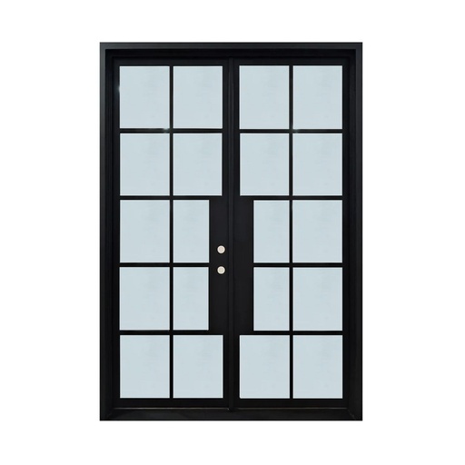 [IRON3600LH] IRON DOOR - 6ft x 8ft French 10-Lite Modern Double Iron Door left hand