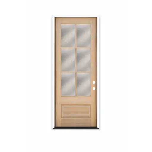 [MAG3080LH-6LITERAIN] MAHOGANY 3080 LH MAHOGANY 6 LITE OVER 1 PANEL RAIN GLASS