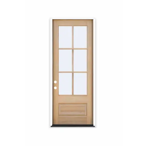 [MAG3080RH-6LITECLEAR] Mahogany Wood 3'0" x 8'0" 6 Lite (3/4) Over 1 Panel Clear IG Beveled Right Hand
