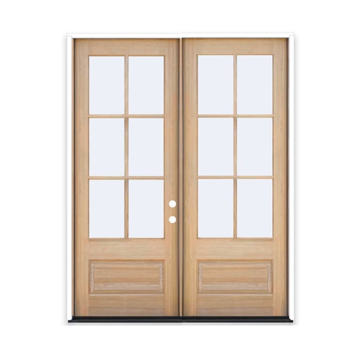 [MAG6080LH-6LITECLEAR] MAHOGANY WOOD 6080 LH MAHOGANY 6 LITE (3/4) OVER 1 PANEL CLEAR IG BEVELED