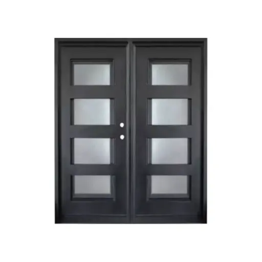 [IRON6100LH] IRON DOOR - 6 ft. x 8ft  .4 Lite  Exterior Wrought Iron Pre hung  with low e glass - IRON6100LH
