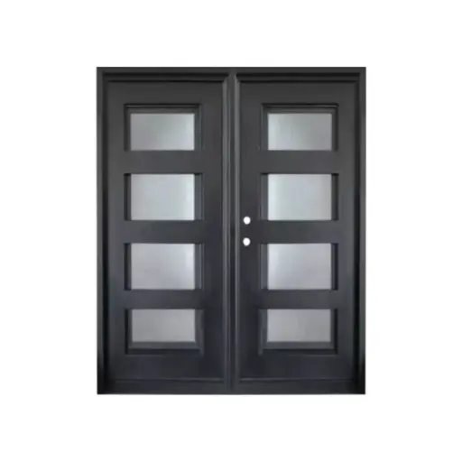 [IRON6100RH] IRON DOOR - 6 ft. x 8ft  .4 Lite  Exterior Wrought Iron Pre hung  with low e glass - IRON6100RH