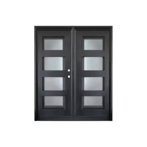 [IRON6000LH] IRON DOOR - 6 ft. x 6 ft. 8 in.4 Lite  Exterior Wrought Iron Pre hung  with low e glass - IRON6000LH