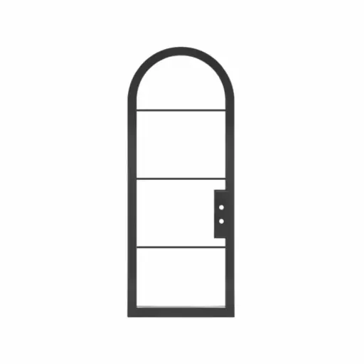 [IRON8500LH] IRON DOOR - 3 ft. x 8 ft Round top arc Single Exterior Wrought Iron Door low e - IRON8500LH