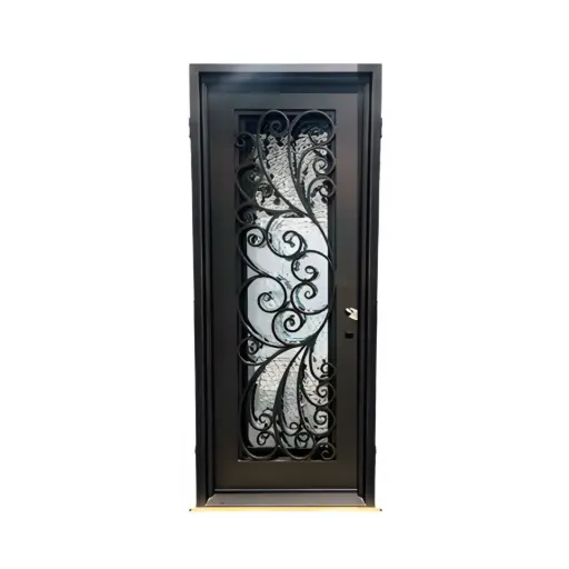 [IRON6300LH] IRON DOOR - 3 ft. x 8 ft .Peacock style  Exterior Wrought Iron Door low e - IRON6300LH