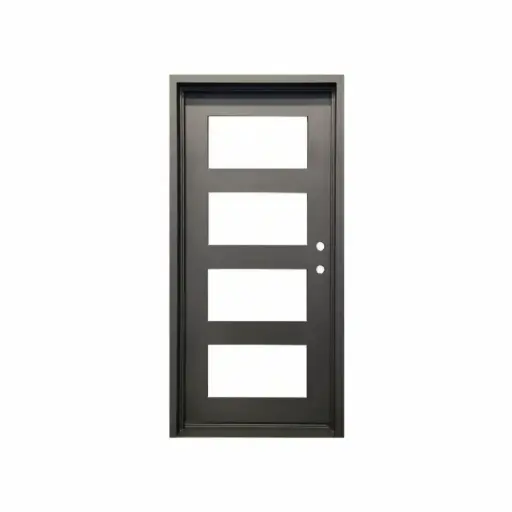 [IRON5800LH] IRON DOOR - 3 ft. x 6 ft 8 in. 4 Lite Exterior Wrought Iron Door low e - IRON5800LH