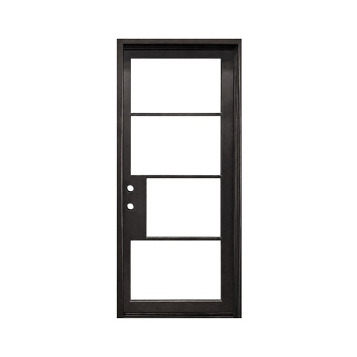 [IRON9000RH] IRON DOOR - 3 ft x 8 ft French 4-Lite Modern Single Iron Door Right Hand