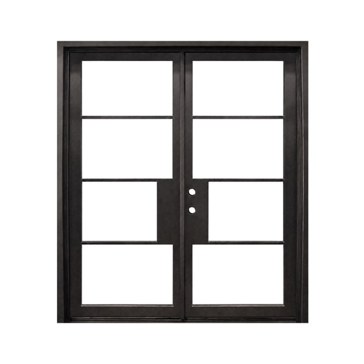 [IRON9001RH] IRON DOOR - 6 ft x 8 ft French 4-Lite Modern Double Iron Door Right Hand