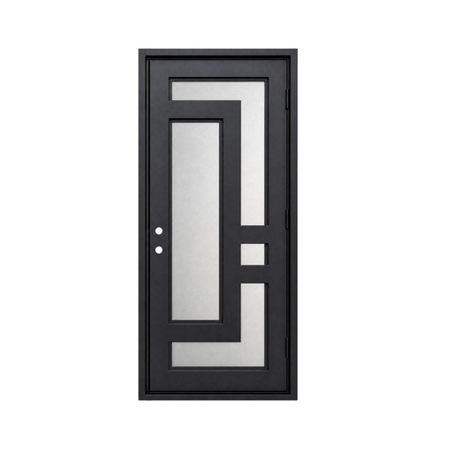 [IRON9002RH] IRON DOOR - 3 ft x 8 ft Aspen Modern Geometric Single Iron Door Right Hand