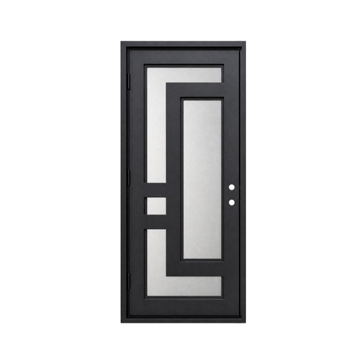 [IRON9002LH] IRON DOOR - 3 ft x 8 ft Aspen Modern Geometric Single Iron Door Left Hand
