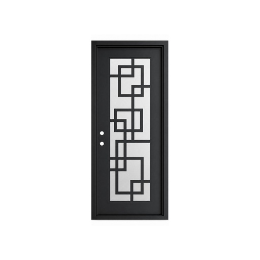 [IRON9006RH] IRON DOOR - 3 ft x 8 ft Frisco Modern Square Grid Single Iron Door Right Hand